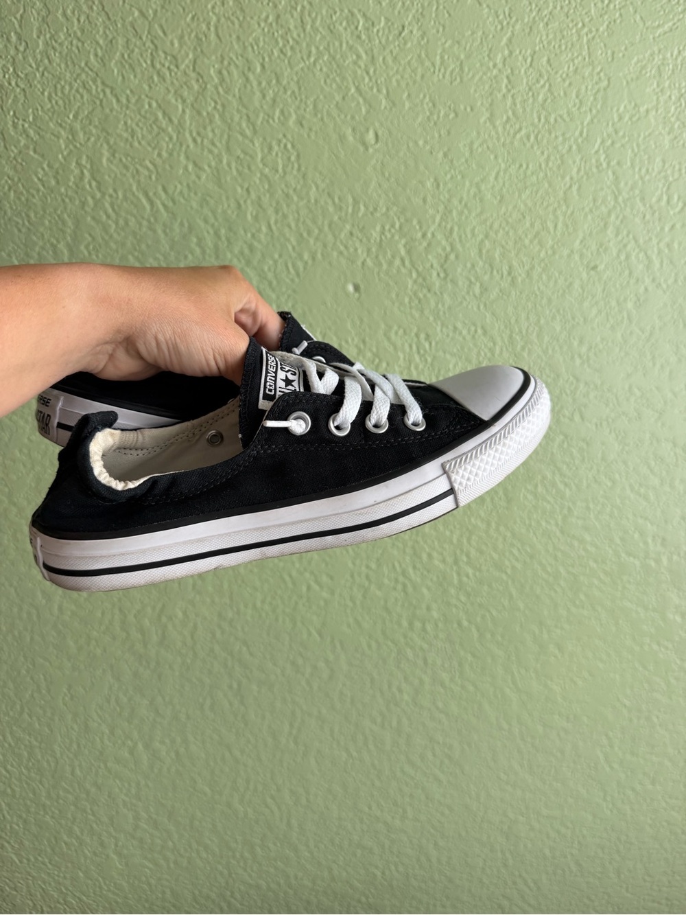 Converse Black Low Top Canvas Sneakers with White Trim